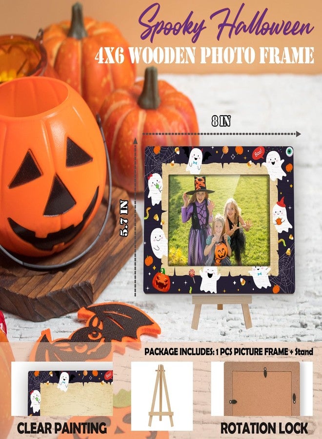 Kqfdr Halloween Picture Frames, Cute Ghost Photo Picture Frame 4x6 for Home Decor, Happy Halloween Gifts for Friend Boys and Girls -A04 - Image 2